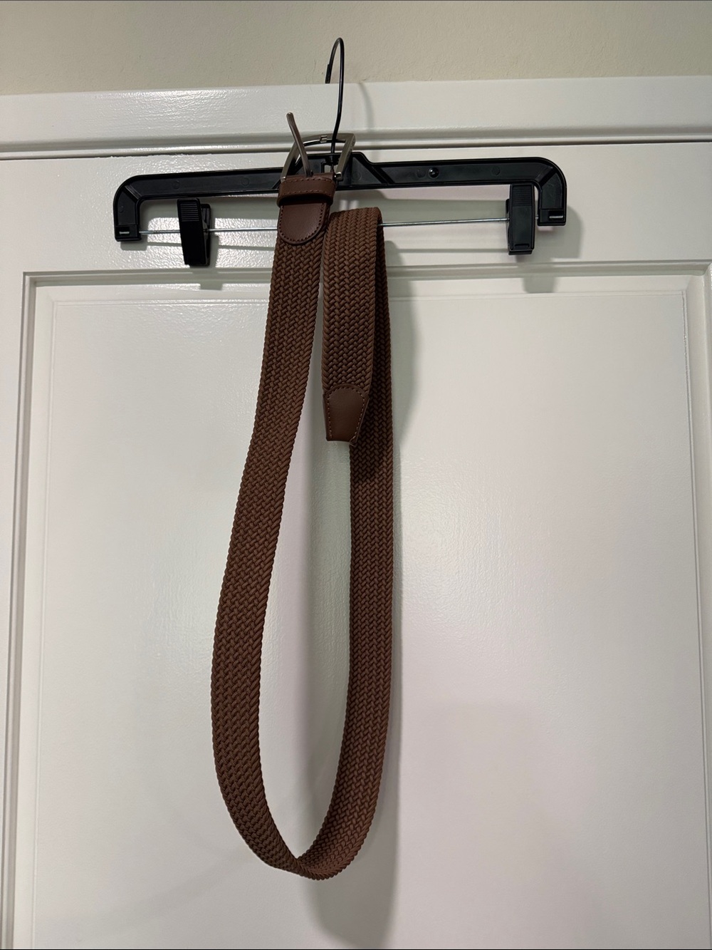 Men's Brown Braided Stretch Belt with Leather Accents